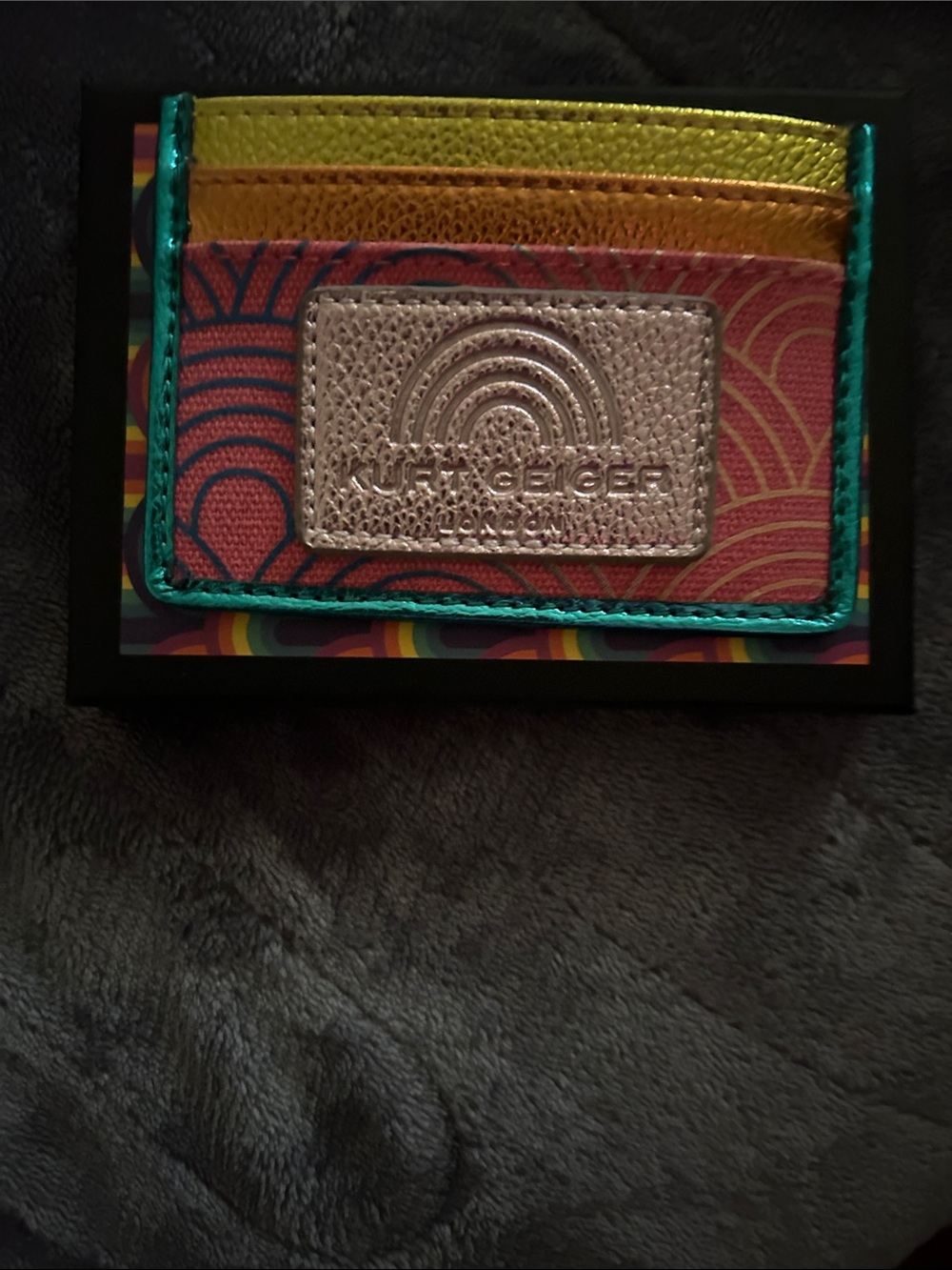 Kurt Geiger Metallic Teal-Trim Rainbow Cardholder